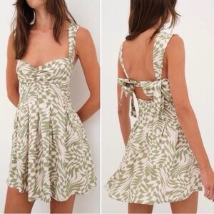 For love and lemons August mini dress XS Green Pink Checkered